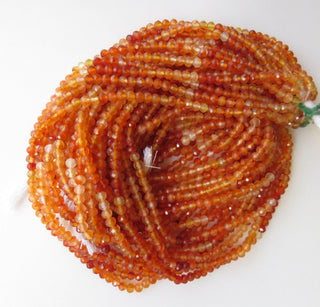 10 Strands Wholesale 3mm Natural Carnelian Faceted Round Rondelles Beads, 3mm Faceted Shaded Carnelian Round Beads, 12 Inch Strand, GDS1491