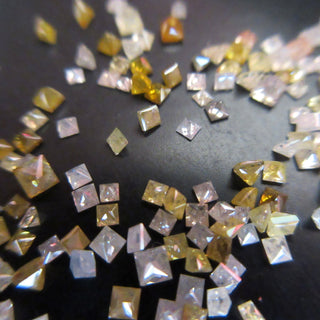 10 Pieces 1mm To 2mm Fancy Color White Yellow Red Princess Cut Faceted Natural Genuine Diamond Loose For Ring DDS609/3