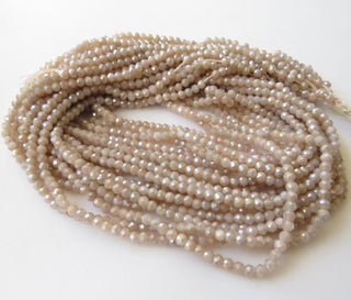 3mm Natural Coated Peach Moonstone Faceted Round Rondelles Beads, 3mm Faceted Moonstone Round Beads, 12 Inch Strand, GDS1498