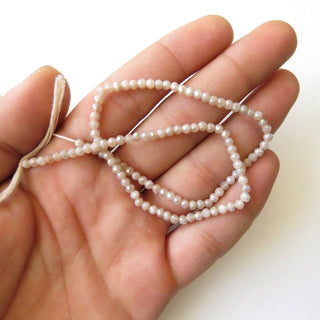 3mm Natural Coated Peach Moonstone Faceted Round Rondelles Beads, 3mm Faceted Moonstone Round Beads, 12 Inch Strand, GDS1498