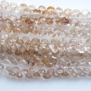 Imperial Copper Topaz Faceted Onion Shaped Briolette Beads, Natural Brown Topaz Tiny 5mm Loose Briolette Beads, Sold As 8"/4", GDS1383