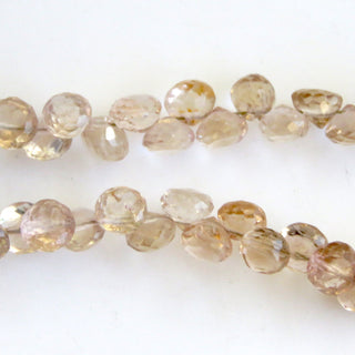 Imperial Copper Topaz Faceted Onion Shaped Briolette Beads, Natural Brown Topaz Tiny 5mm Loose Briolette Beads, Sold As 8"/4", GDS1383