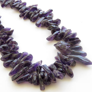 Raw Purple Amethyst Polished Stick Bead, Natural Rough Amethyst Stick Beads, 11-23mm/14-30mm Beads, 16 Inch/18 Inch Strand, GDS1388