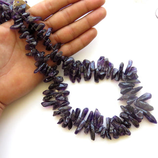 Raw Purple Amethyst Polished Stick Bead, Natural Rough Amethyst Stick Beads, 11-23mm/14-30mm Beads, 16 Inch/18 Inch Strand, GDS1388