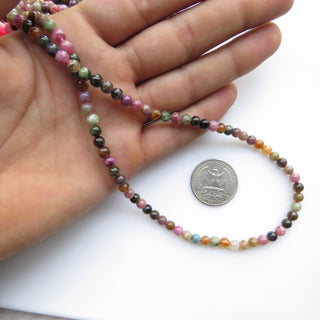 5mm Multi Tourmaline Smooth Round Beads, Pink Green Tourmaline Beads, Sold As 1 Strand/10 Strand, GDS1521