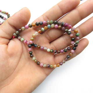 5mm Multi Tourmaline Smooth Round Beads, Pink Green Tourmaline Beads, Sold As 1 Strand/10 Strand, GDS1521