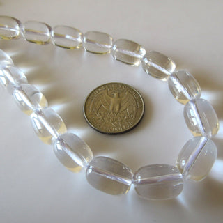 Crystal Quartz Smooth Oval Beads, Natural Clear Quartz Rock Crystal Drilled Oval Beads, 16x11mm Beads, 15 Inch Strand, GDS1522