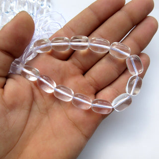 Crystal Quartz Smooth Oval Beads, Natural Clear Quartz Rock Crystal Drilled Oval Beads, 16x11mm Beads, 15 Inch Strand, GDS1522