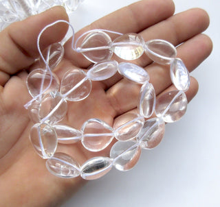 Crystal Quartz Smooth Heart Beads, Natural Clear Quartz Rock Crystal Vertical Drilled Heart Beads, 18mm Beads, 15 Inch, GDS1523