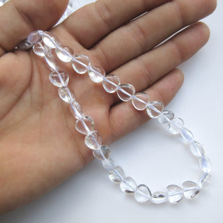 10mm Crystal Quartz Smooth Heart Beads, Natural Clear Quartz Rock Crystal Vertical Drilled Heart Beads, 15 Inch, GDS1525