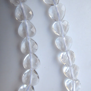 Crystal Quartz Faceted Heart Beads, Natural Rock Quartz Crystal Straight Drilled Heart Beads, 14mm Clear Quartz Beads, 14", GDS1391/1