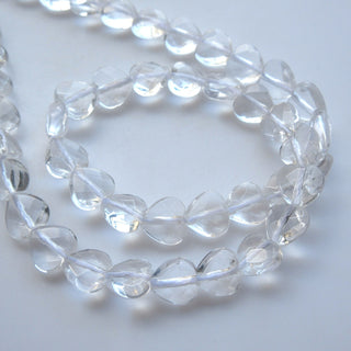 Crystal Quartz Faceted Heart Beads, Natural Rock Quartz Crystal Straight Drilled Heart Beads, 14mm Clear Quartz Beads, 14", GDS1391/1