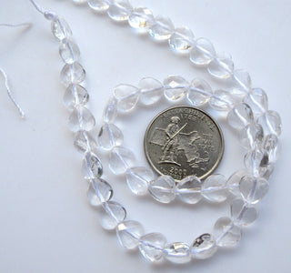 Crystal Quartz Faceted Heart Beads, Natural Rock Quartz Crystal Straight Drilled Heart Beads, 14mm Clear Quartz Beads, 14", GDS1391/1