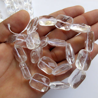 Crystal Quartz Faceted Rectangle Beads, Natural Rock Quartz Crystal Beads, 20x15mm Clear Quartz Rectangle Beads, 7"/14" Strand, GDS1394