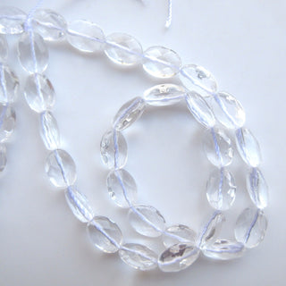 Crystal Quartz Faceted Flat Oval Tumble Beads, Natural Rock Quartz Crystal Beads, 12mm Clear Quartz Oval Beads, 14", GDS1396/3