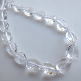 Crystal Quartz Faceted Pear Beads, Natural Rock Quartz Crystal Straight Drilled Pear Beads, 8mm To 9mm Pear Beads, 14" Strand, GDS1399