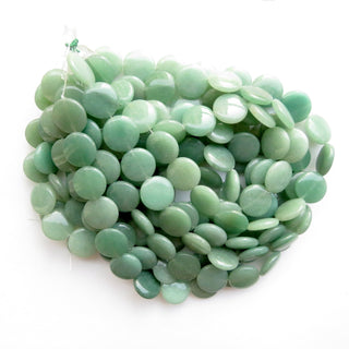 Green Jade Smooth Round Coin Beads, Green Jade Beads, 20mm Green Jade Coin Beads, Natural Green Jade Beads, 13 Inch Strad, GDS1402