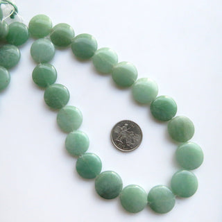 Green Jade Smooth Round Coin Beads, Green Jade Beads, 20mm Green Jade Coin Beads, Natural Green Jade Beads, 13 Inch Strad, GDS1402