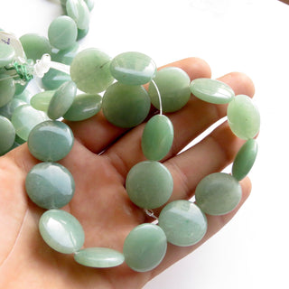 Green Jade Smooth Round Coin Beads, Green Jade Beads, 20mm Green Jade Coin Beads, Natural Green Jade Beads, 13 Inch Strad, GDS1402