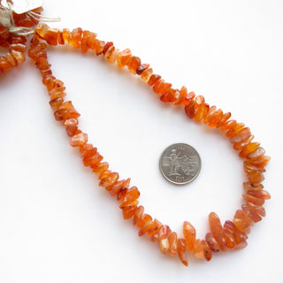 Natural Carnelian Uncut Chips, 8mm To 19mm Carnelian Chips, Carnelian Beads Loose, Carnelian Gemstone, 14 Inch Strand, GDS1404