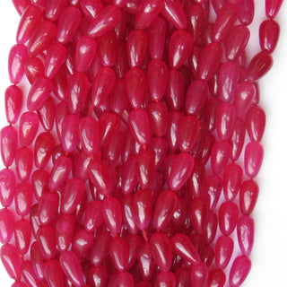 Pink Jade Smooth Straight Drilled Drop Beads, Pink Jade Teardrop Beads, 15mm To 19mm Pink Jade Beads, 17 Inch Strad, GDS1407