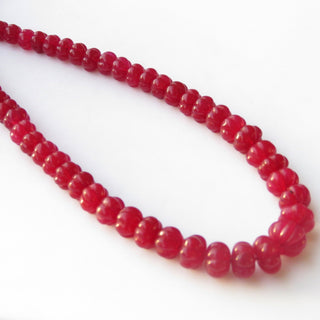 Pink Jade Carved Melon Beads, Pink Jade Melon Beads, 10mm To 13mm Pink Jade Melon Beads, 16 Inch Pink Melon Bead Strand, GDS1413