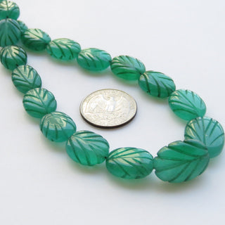 Green Jade Carved Oval Beads, Green Jade Oval Beads, 12mm To 22mm Green Jade Hand Carved Beads, 17 Inch Bead Strand, GDS1414