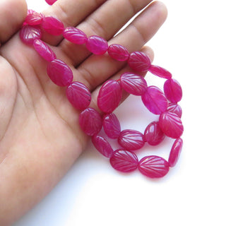 Pink Jade Carved Oval Beads, Pink Jade Oval Beads, 15mm To 19mm Pink Jade Hand Carved Beads, 17 Inch Bead Strand, GDS1415