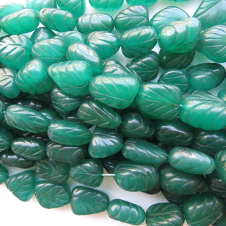 Green Jade Carved Tumble Beads, Green Jade Tumbles, 15mm To 22mm Green Jade Hand Carved Beads, 17 Inch Bead Strand, GDS1416