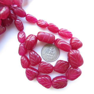 Pink Jade Carved Tumble Beads, Pink Jade Tumbles, 15mm To 21mm Pink Jade Hand Carved Beads, 17 Inch Bead Strand, GDS1417