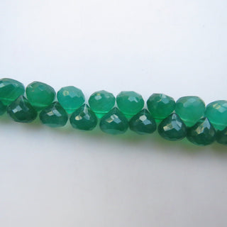 Green Onyx Onion Shaped Briolettes, Green Onyx Briolette Beads, 8mm Green Onyx Faceted Onion Beads, Sold As 8 Inch/4 Inch, GDS1418