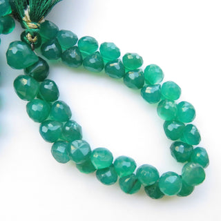 Green Onyx Onion Shaped Briolettes, Green Onyx Briolette Beads, 8mm Green Onyx Faceted Onion Beads, Sold As 8 Inch/4 Inch, GDS1418