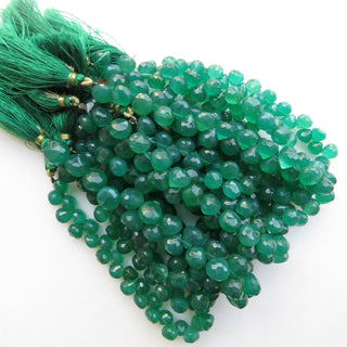 Green Onyx Onion Shaped Briolettes, Green Onyx Briolette Beads, 8mm Green Onyx Faceted Onion Beads, Sold As 8 Inch/4 Inch, GDS1418