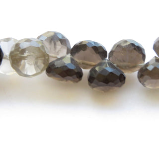 Smoky Quartz Faceted Onion Beads, Shaded Smoky Quartz Faceted Onion Briolette Beads, 8mm Smoky Quartz Onion, Sold As 7"/3.5", GDS1419