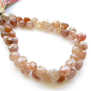 9mm Natural Strawberry Quartz Faceted Onion Briolettes, Strawberry Quartz Onion Briolette Beads, Sold As 9 Inches/4.5 Inches, GDS1422