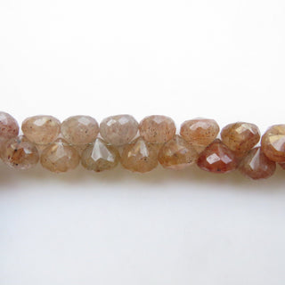 10mm Natural Strawberry Quartz Faceted Onion Briolettes, Strawberry Quartz Onion Briolette Beads, Sold As 9 Inches/4.5 Inches, GDS1423