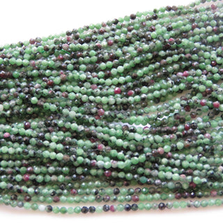 2.5mm Natural Ruby Zoisite Faceted Round Beads, Ruby Zoisite Gemstone Beads, 13 Inch Strand, Sold As 1 Strand/5 Strand/20 Strands, GDS1428