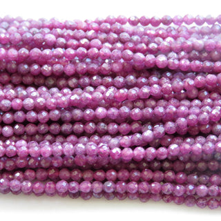 2.5mm Natural Ruby Faceted Round Beads, Not Enhanced Faceted Round Ruby Beads, 15 Inch Strand, GDS1436