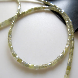 Natural Light Yellow Faceted Pipe Diamond Beads, 2mm To 3mm Drum Diamond Beads,  Sold As 4 Inch/8 Inch/16 Inch Strand, GDS628/2