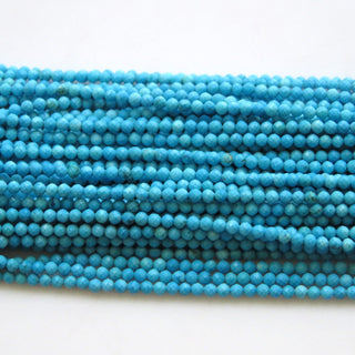 2.5mm Blue Howlite Turquoise Round Faceted Beads, Faceted Howlite Round Beads, Howlite Rondelles, 15 Inch Strand, GDS1437