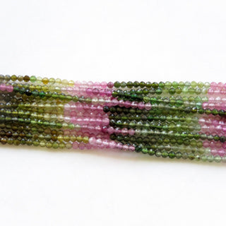 2.5mm Natural Multi Tourmaline Faceted Rondelle Beads, Pink Green Watermelon Tourmaline Bead, 13 Inch Strand, Sold As 1/5/25 Strand, GDS1447