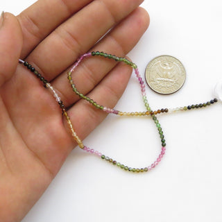 2.5mm Natural Multi Tourmaline Faceted Rondelle Beads, Pink Green Watermelon Tourmaline Bead, 13 Inch Strand, Sold As 1/5/25 Strand, GDS1447