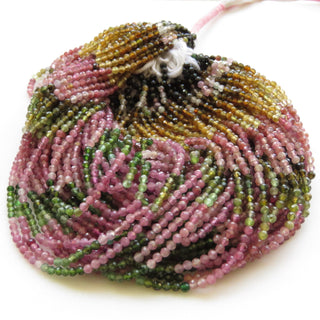 3mm Natural Multi Tourmaline Faceted Rondelle Beads, Pink Tourmaline/Green Tourmaline Beads, 12 Inch Strand, Sold As 1/5/25 Strands, GDS1449