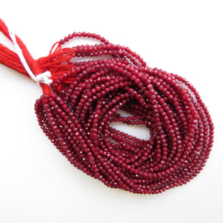 3mm Ruby Corundum Faceted Round Beads, Enhanced Faceted Round Ruby Corundum Rondelle Beads, 12 Inch Ruby Bead Strand, GDS1457