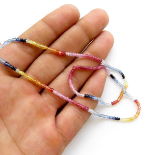 Natural 2.5mm Yellow Pink Blue Multi Sapphire Faceted Rondelle Beads, Multi Sapphire Beads, 16 Inch Strand, GDS1461