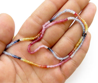 Natural 2.5mm Yellow Pink Blue Multi Sapphire Faceted Rondelle Beads, Multi Sapphire Beads, 16 Inch Strand, GDS1461