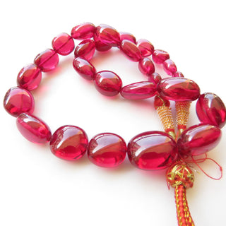 Lab Created Ruby Beads, Imitation Ruby Tumbles, Ruby Oval Beads, 7mm To 20mm Ruby Tumble Beads, Ruby Necklace, 15 Inch Strand, GDS1463