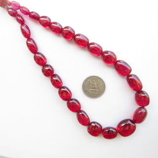 Lab Created Ruby Beads, Imitation Ruby Tumbles, Ruby Oval Beads, 7mm To 20mm Ruby Tumble Beads, Ruby Necklace, 15 Inch Strand, GDS1463