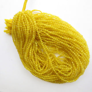 10 Strands Wholesale 3mm Natural Yellow Chalcedony Faceted Round Rondelles Beads, Yellow Chalcedony Round Beads, 12 Inch Strand, GDS1469
