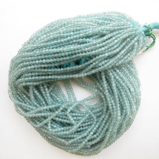 10 Strands Wholesale 3mm Natural Aqua Blue Chalcedony Faceted Round Rondelles Beads, Aqua Chalcedony Round Beads, 12 Inch Strand, GDS1471